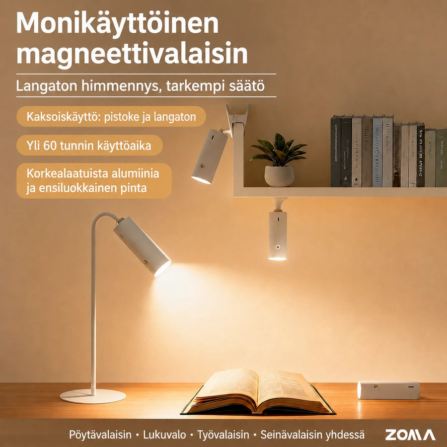 Ladattava magneettinen LED-pöytävalaisin kääntyvällä valaisinpäällä