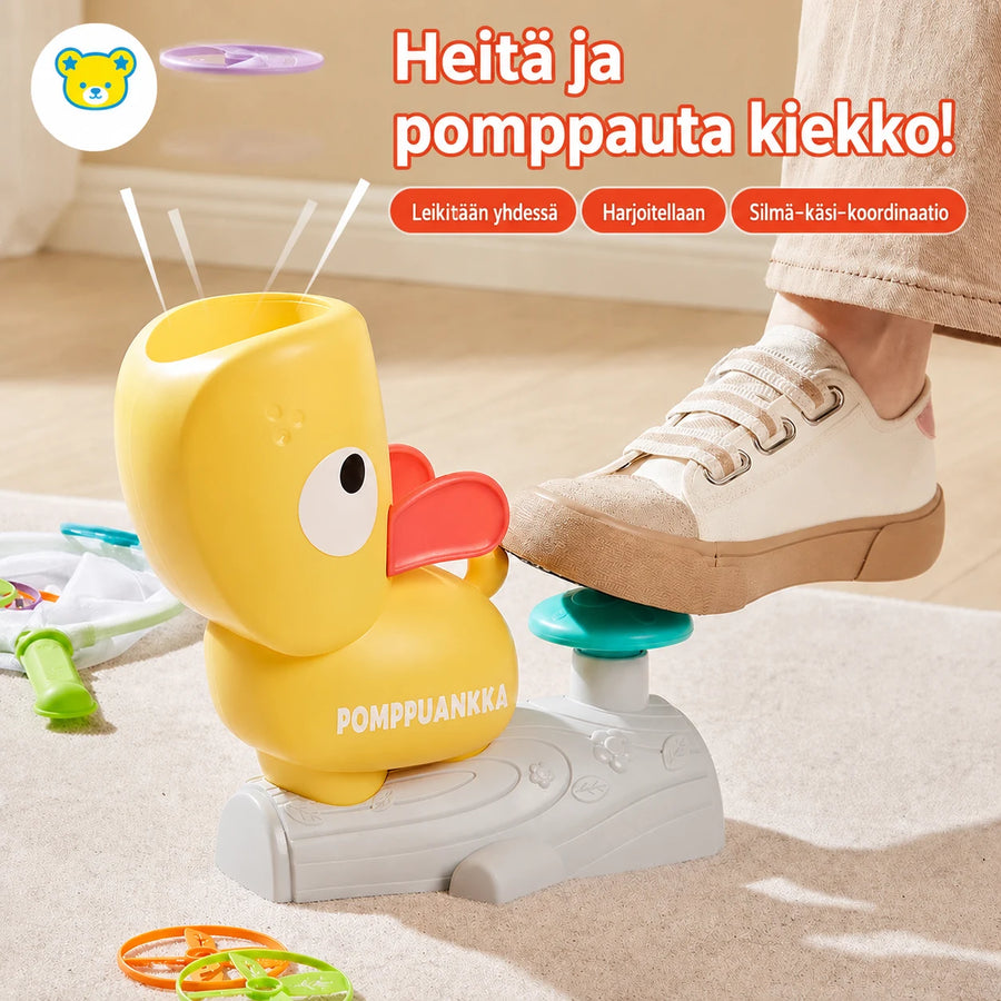 Polkaistava ankka-lentokiekkolelu lapsille