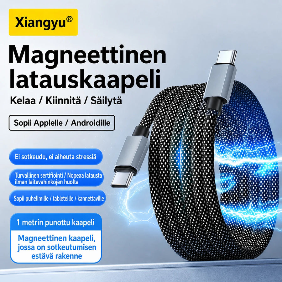 Magneettinen punottu lataus- ja datakaapeli 100 W