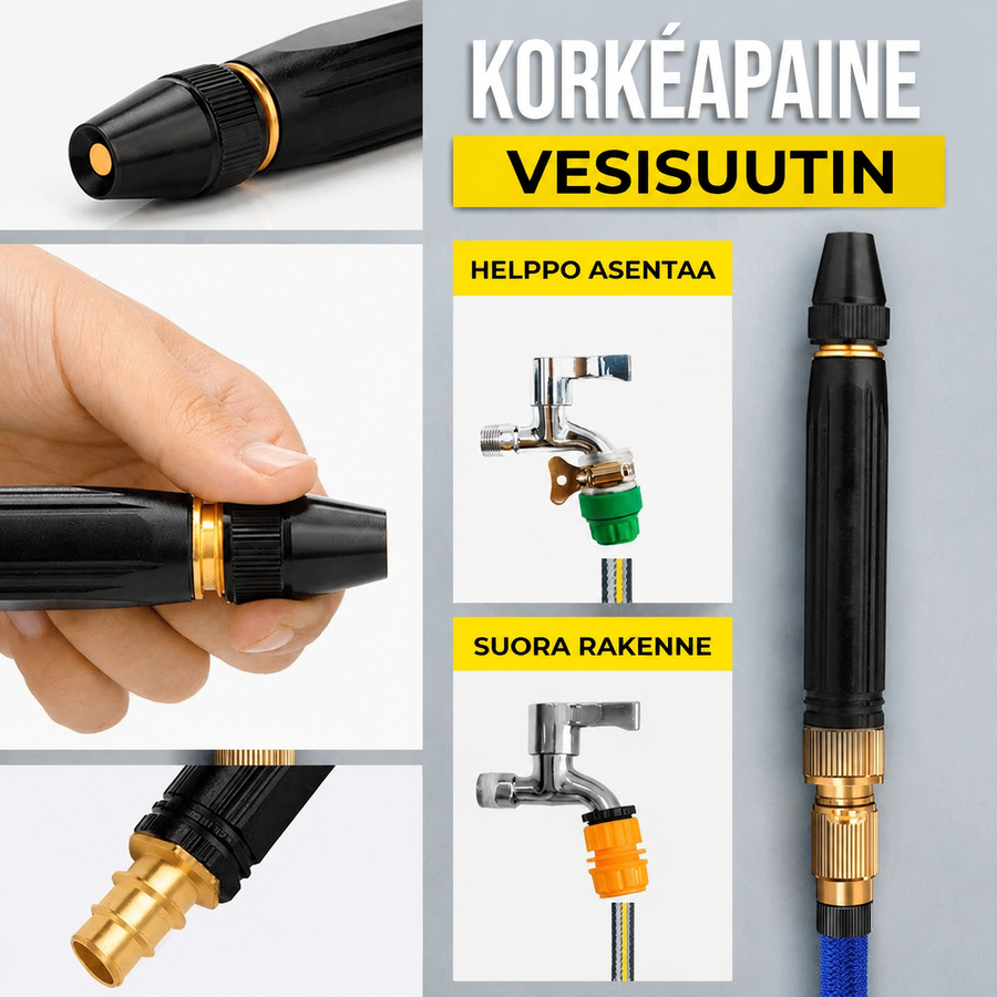 Metallinen korkeapainepesusuutin autolle ja puutarhaan