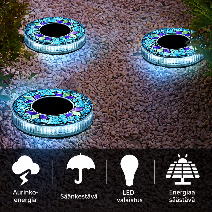 Vedenpitävät aurinkokäyttöiset mosaiikki-LED-pihavalot