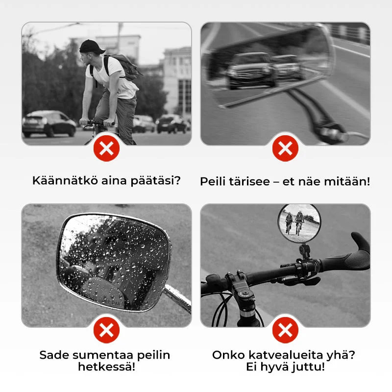 Säädettävä pyörän ohjaustankopeili takanäkymään