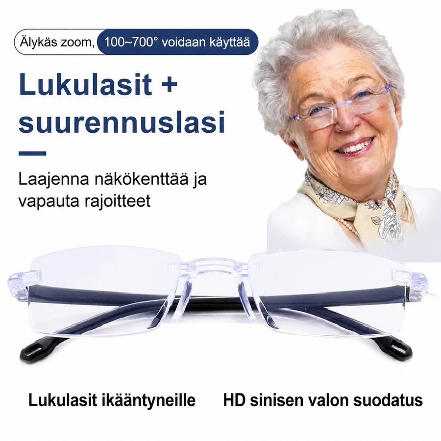 Monitehoiset lukulasit sinivalosuojalla