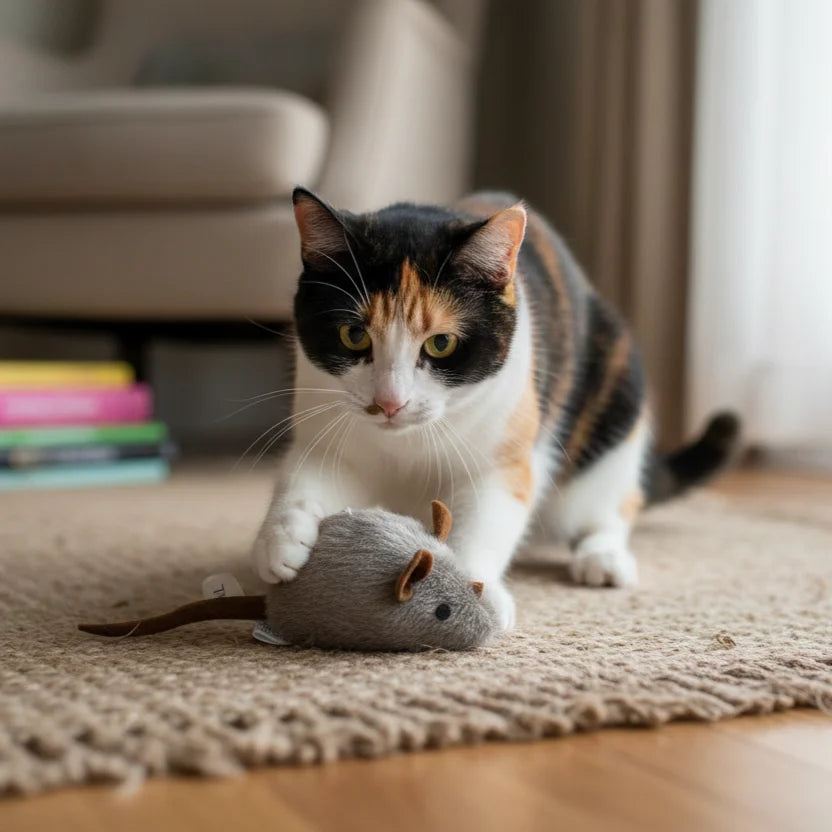 Catfri® SqueakyMouse 1+1 ILMAISEKSI: Aidonnäköinen interaktiivinen kissanlelu – vinkuva hiiri