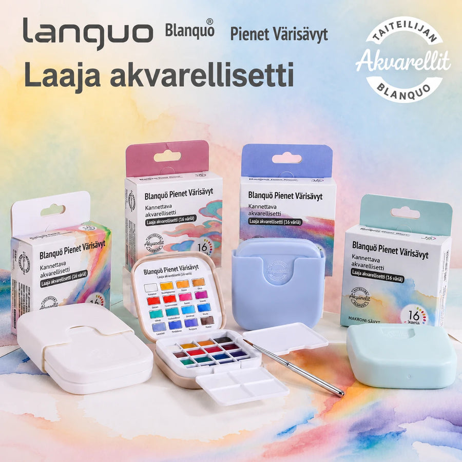 Miniakvarellivärisetti, 16 kiinteää väriä