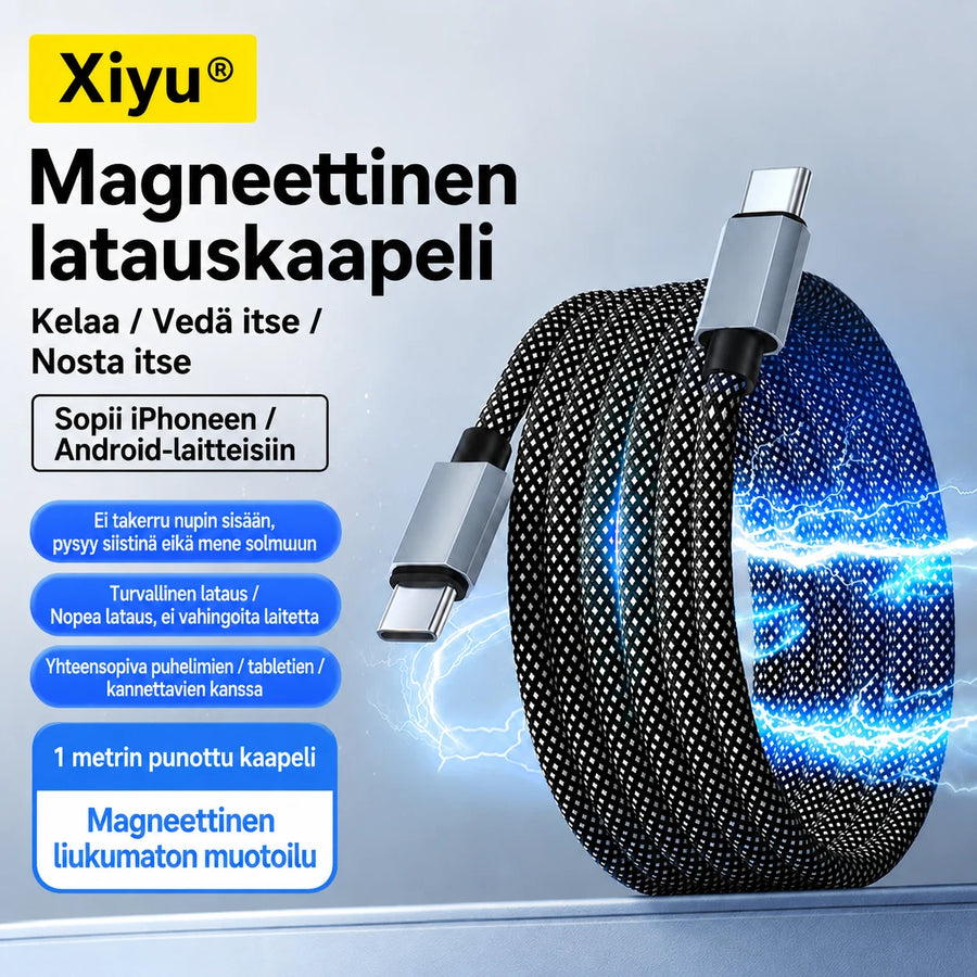 Magneettinen punottu lataus- ja datakaapeli 100 W