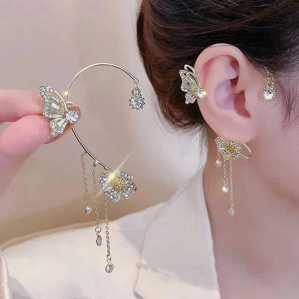 Jewelance™ EarCuffs 1+1 ILMAISEKSI – ylelliset perhos-ear cuffit zirkoniriipuksilla