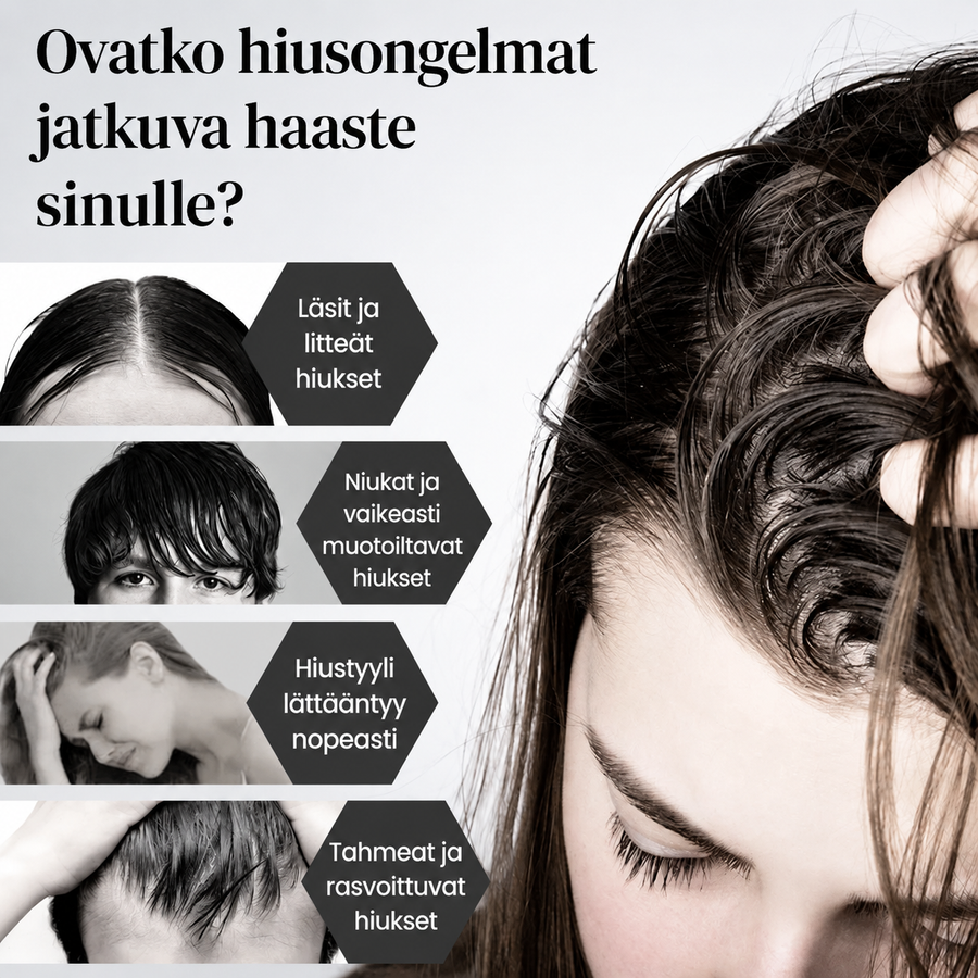 Raikastava muotoilusuihke rasvoittuville hiuksille