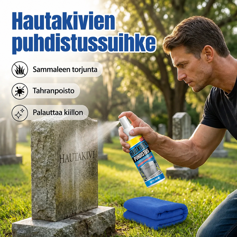 Hautakiven puhdistus- ja kunnostussuihke